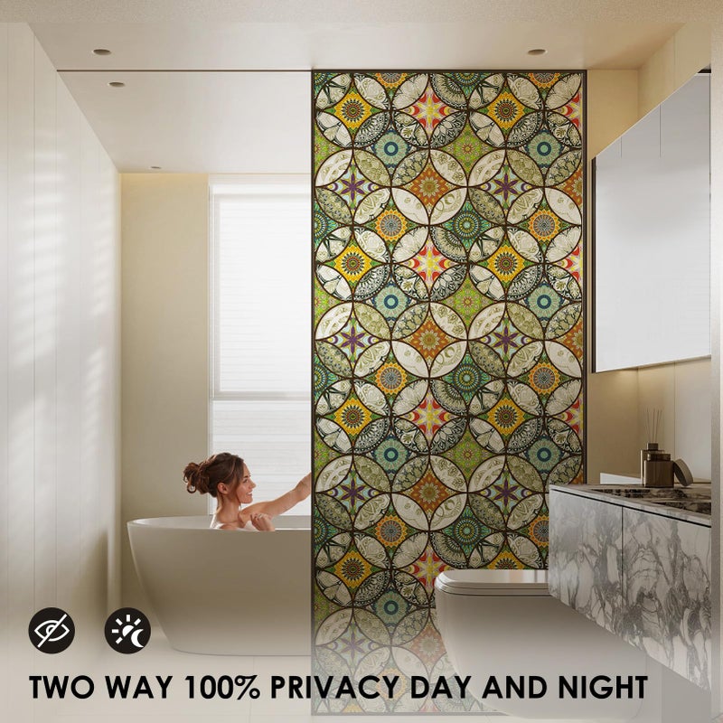 DKTIE Static Cling Decorative Window Film with Installation Tools Non Adhesive Privacy Film Stained Glass Window Film for Bathroom Shower Door Heat Cotrol Anti UV 35.4 x 78.7 Inch - Image 2